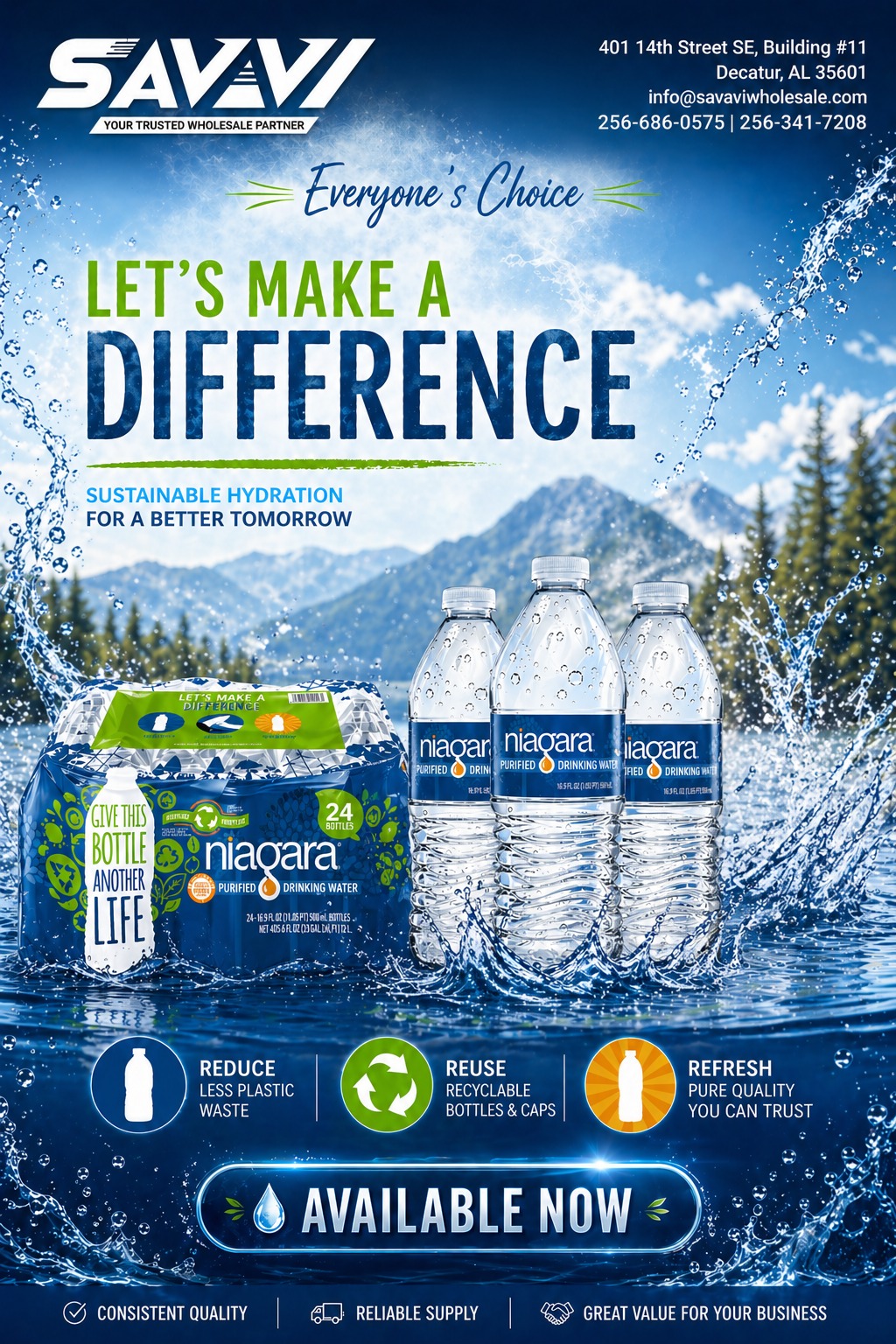 Niagara® Purified Drinking Water – 24 Pack, 16.9 fl oz Bottles
